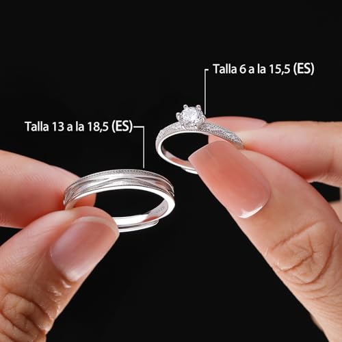 Detalle de Meissa Anillos Promesa – Juego de Dos Alianzas de Plata 925 para Pareja