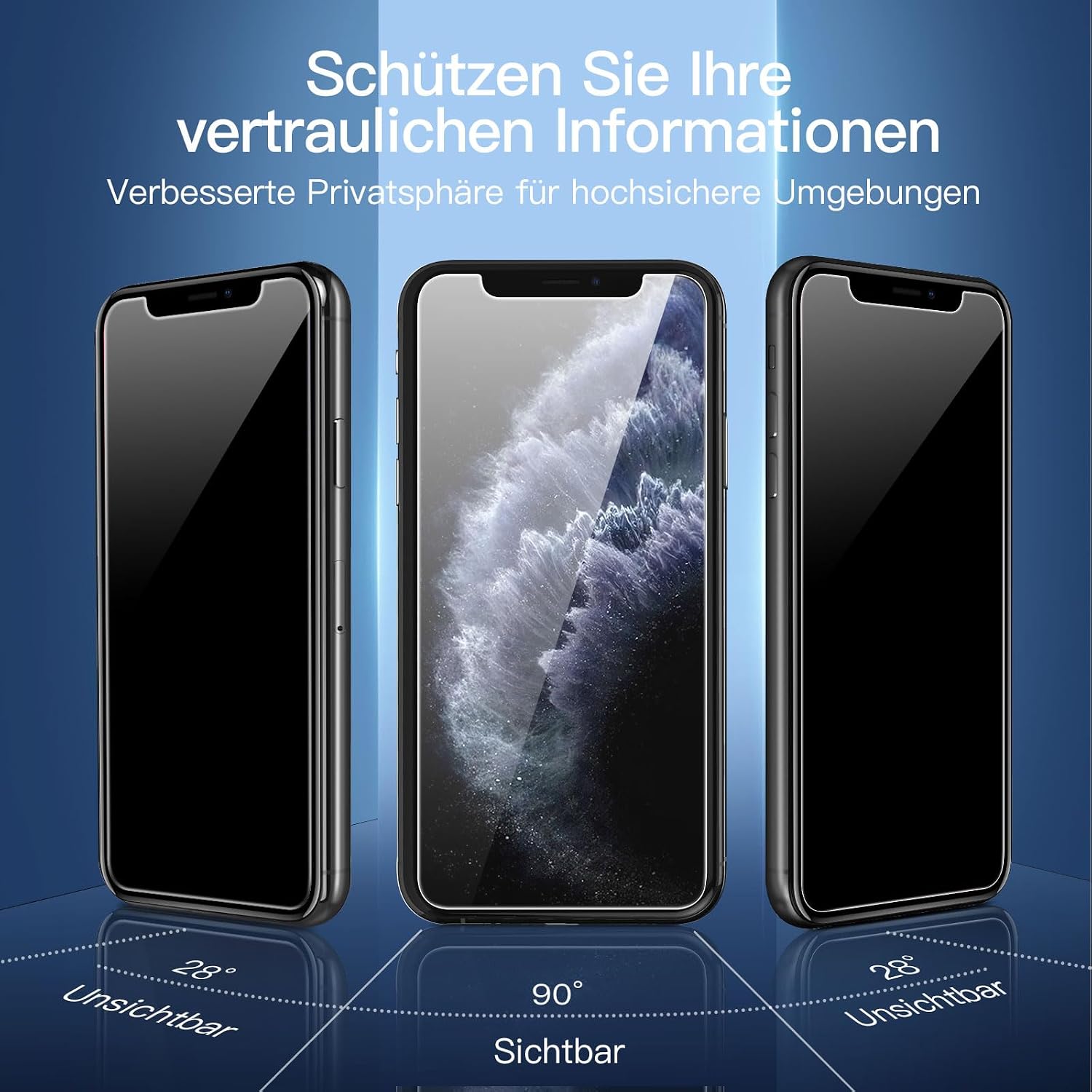 Detalle de NEW'C 3 Stück Sichtschutzfolie 5,8 Zoll für iPhone 11 Pro / X / XS – 9H Härte, Blasenfrei