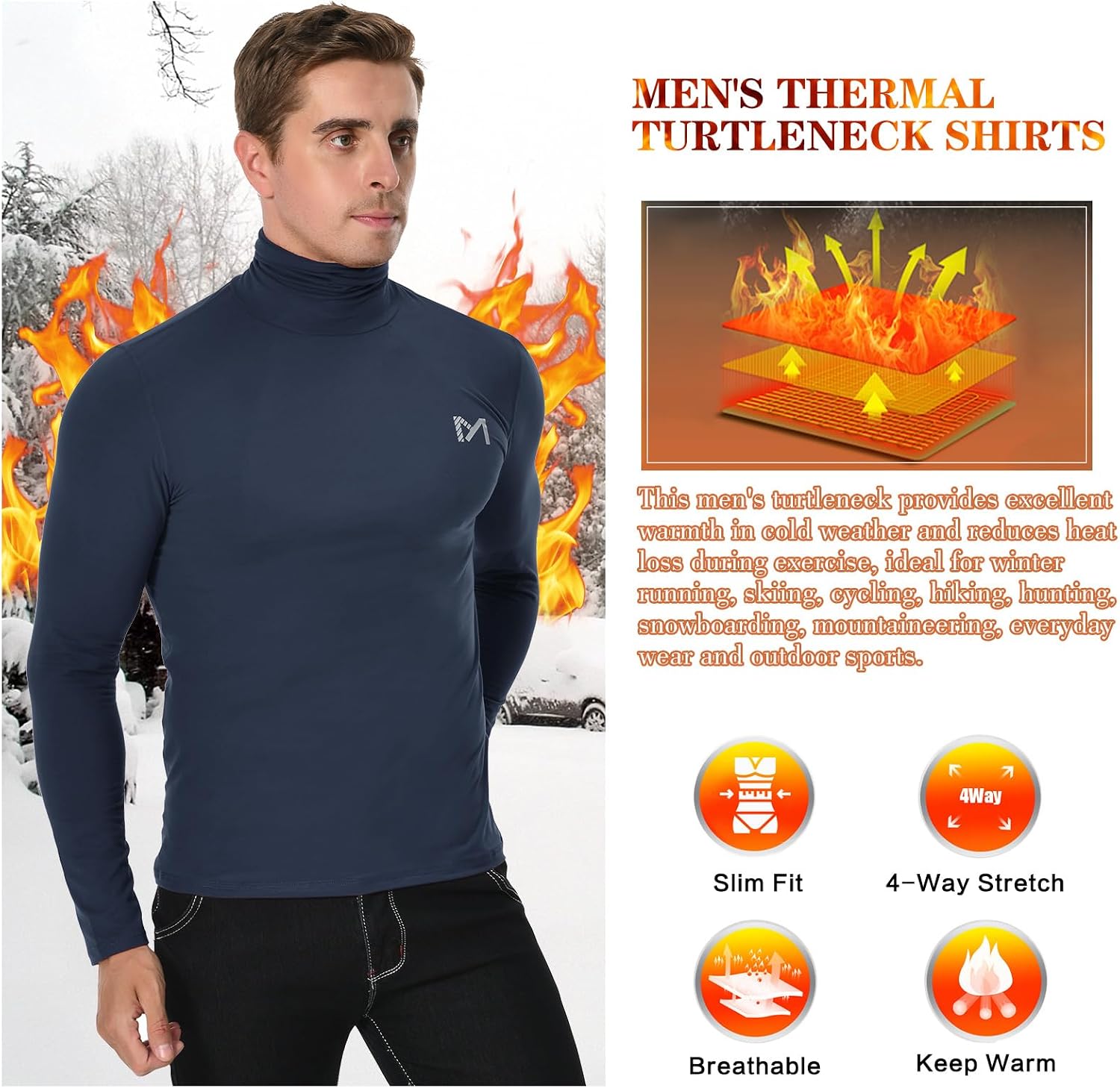 Detalle de MEETYOO Maglia Termica Uomo: maglia a manica lunga compression per corsa, ciclismo e sport