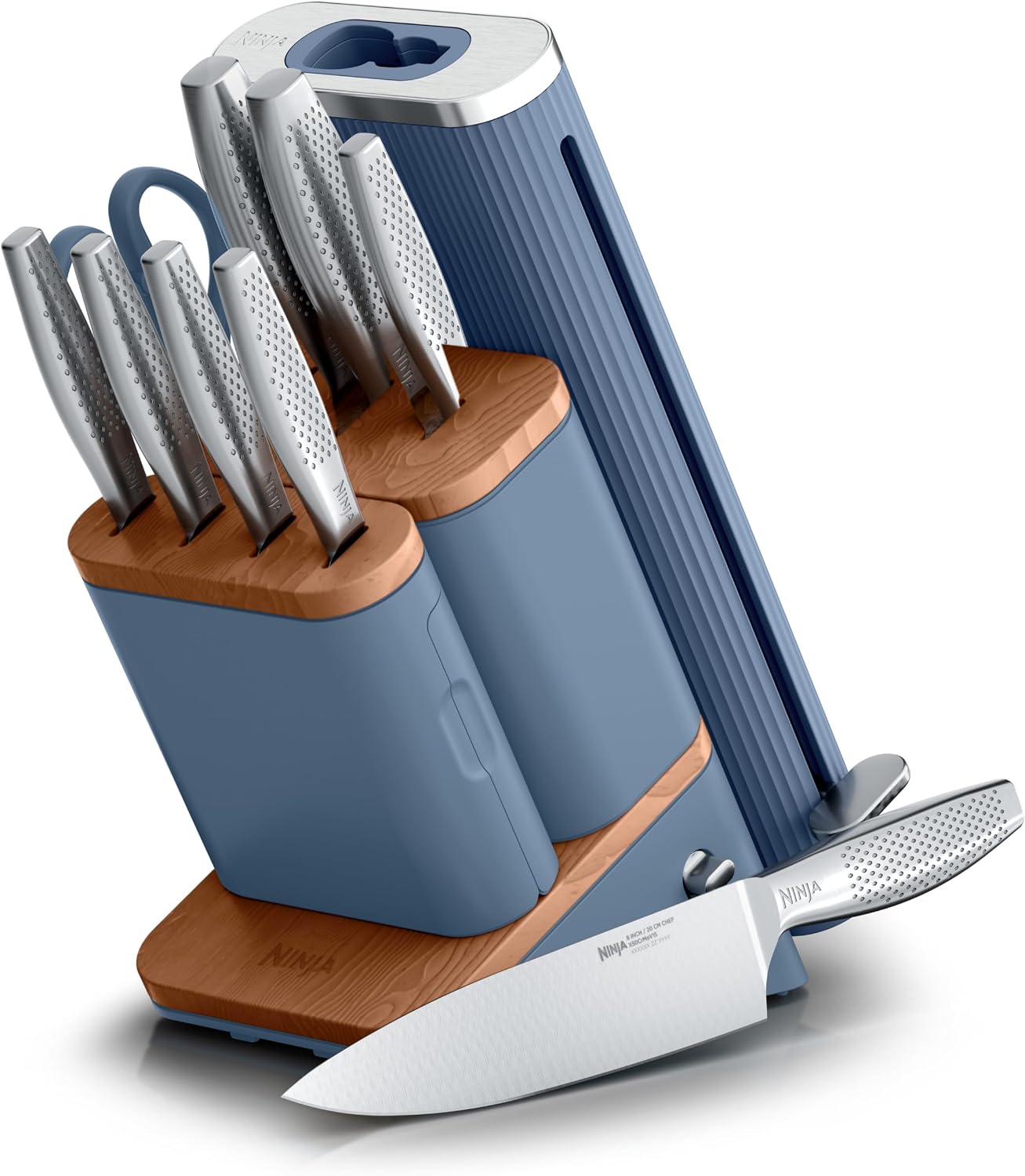 Detalle de Ninja WK62011PU1 Premium 11-Piece Knife Set, German Steel, Nautical Navy