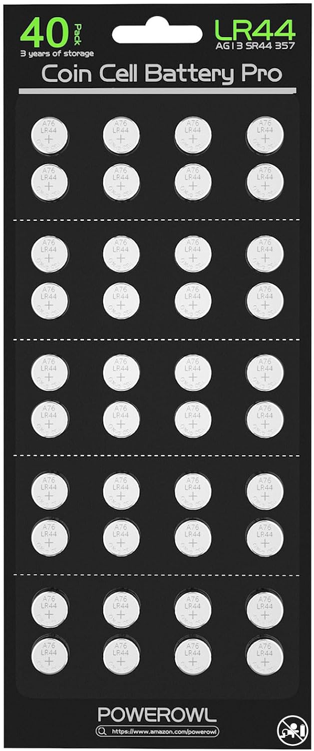 Detalle de POWEROWL LR44 Batteries 40 Pack 40-count