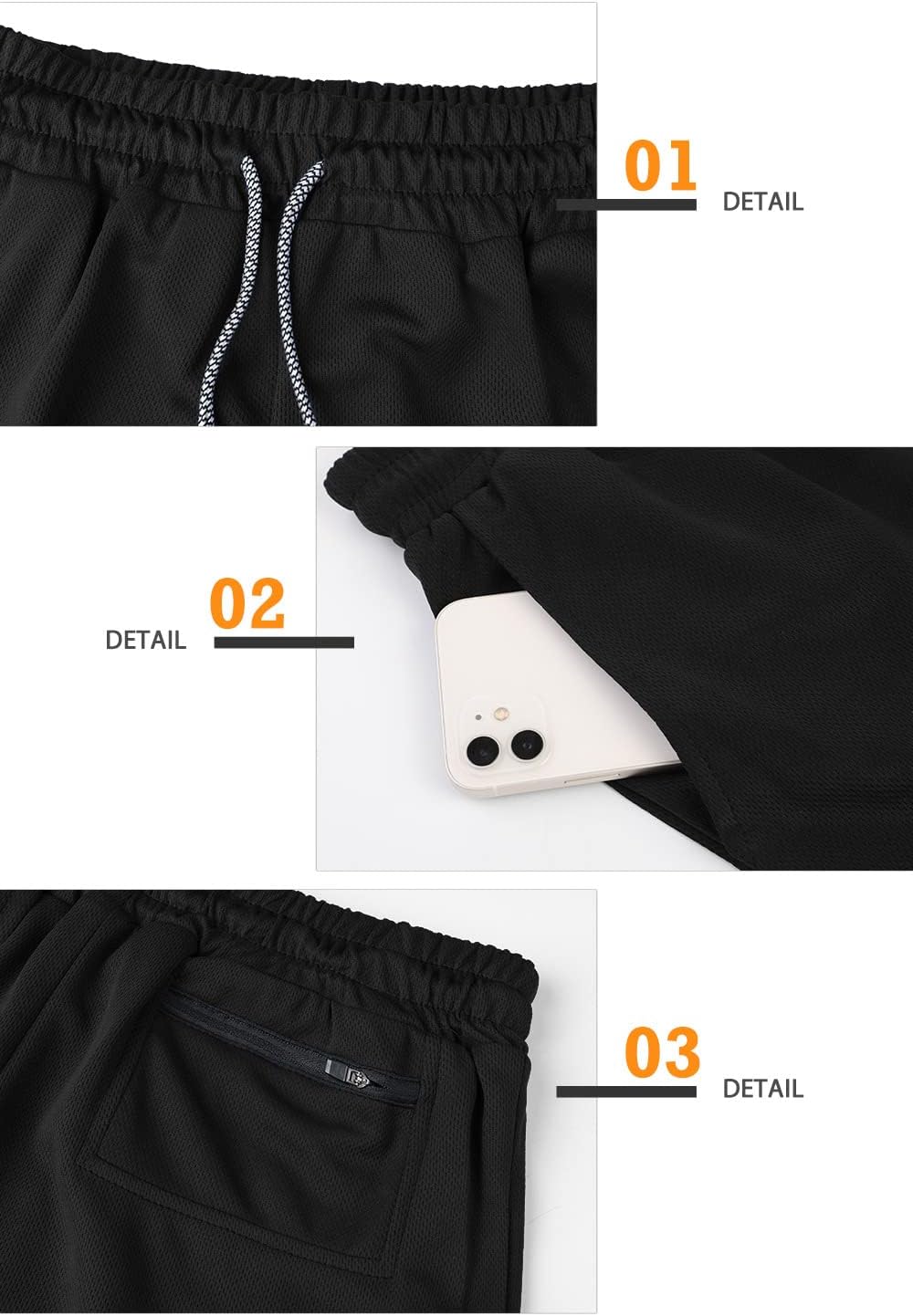 Detalle de Superora Men's Running Gym 2 in 1 Shorts with Pockets: Breathable, Double Layer Training Shorts
