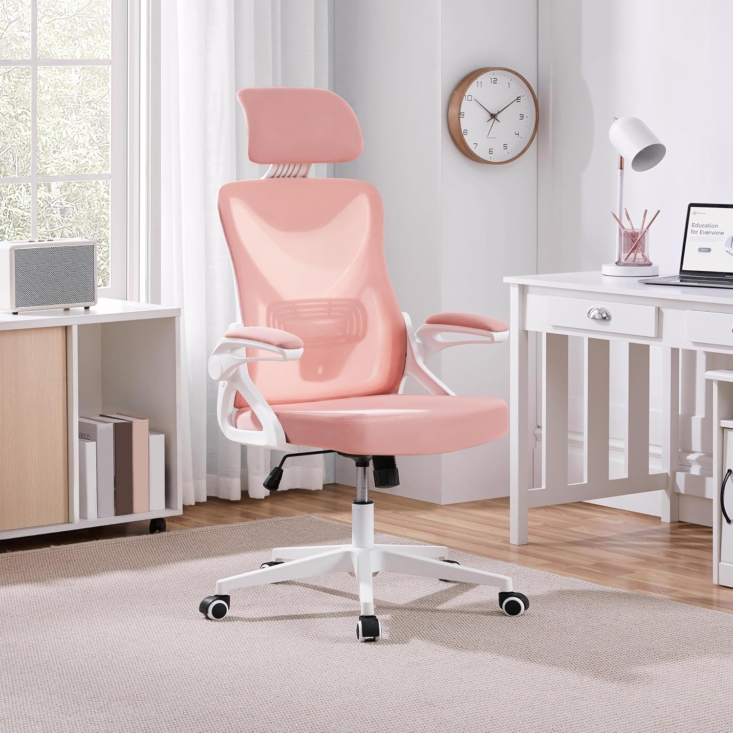 Detalle 2 de Yaheetech Sedia Ufficio Ergonomica con Braccioli Poggiatesta Regolabile e Schienale Alto – Lounge, Scrivania e Dondolo in Rete Traspirante