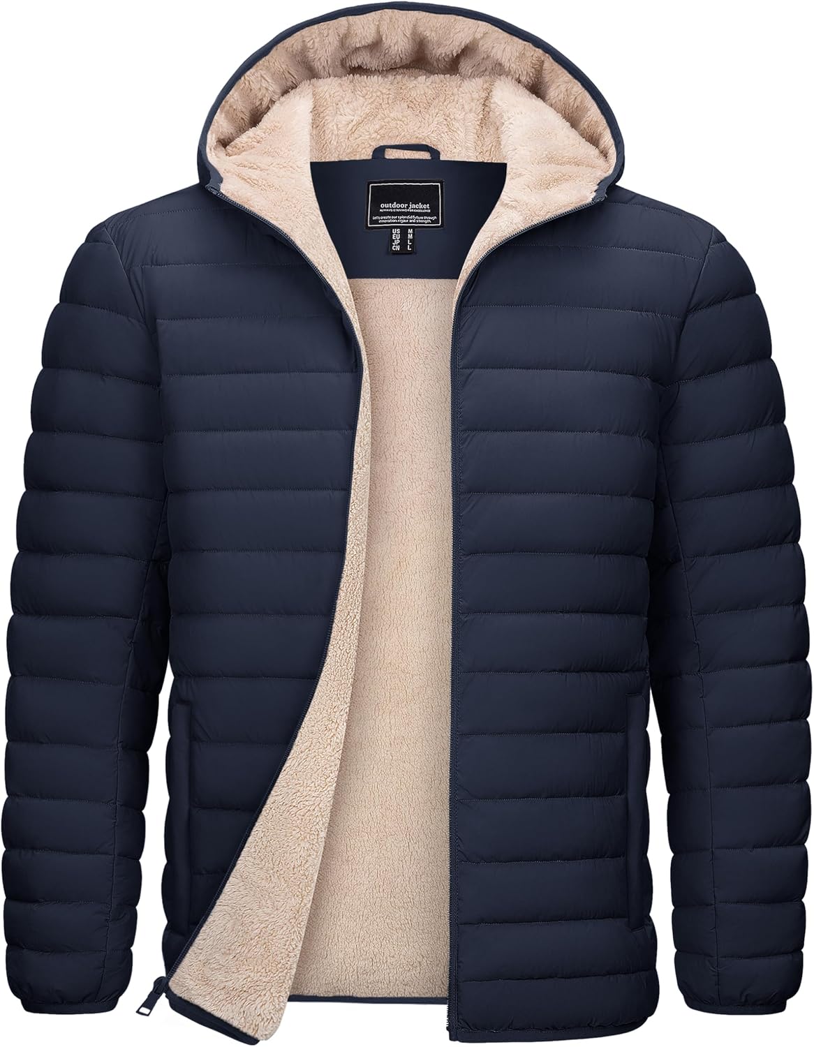 Detalle de TACVASEN Men's Sherpa-Lined Hooded Puffer Jacket, Windproof and Water-Resistant