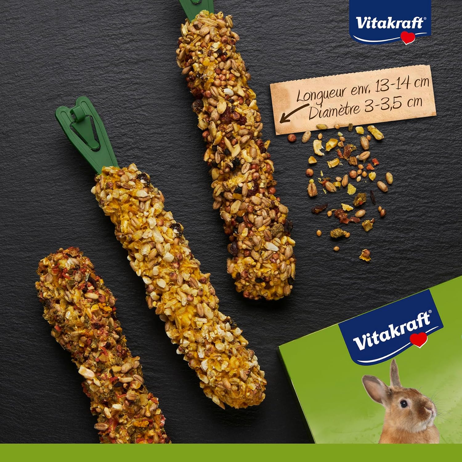 Detalle 1 de Vitakraft Kräcker Mix Nibble Sticks for Dwarf Rabbits, 3 Flavours