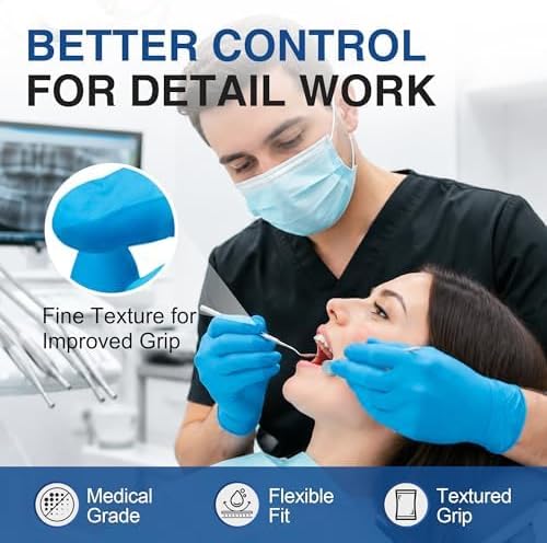 Detalle de Schneider Blue Nitrile Exam Gloves, Latex-Free and Powder-Free