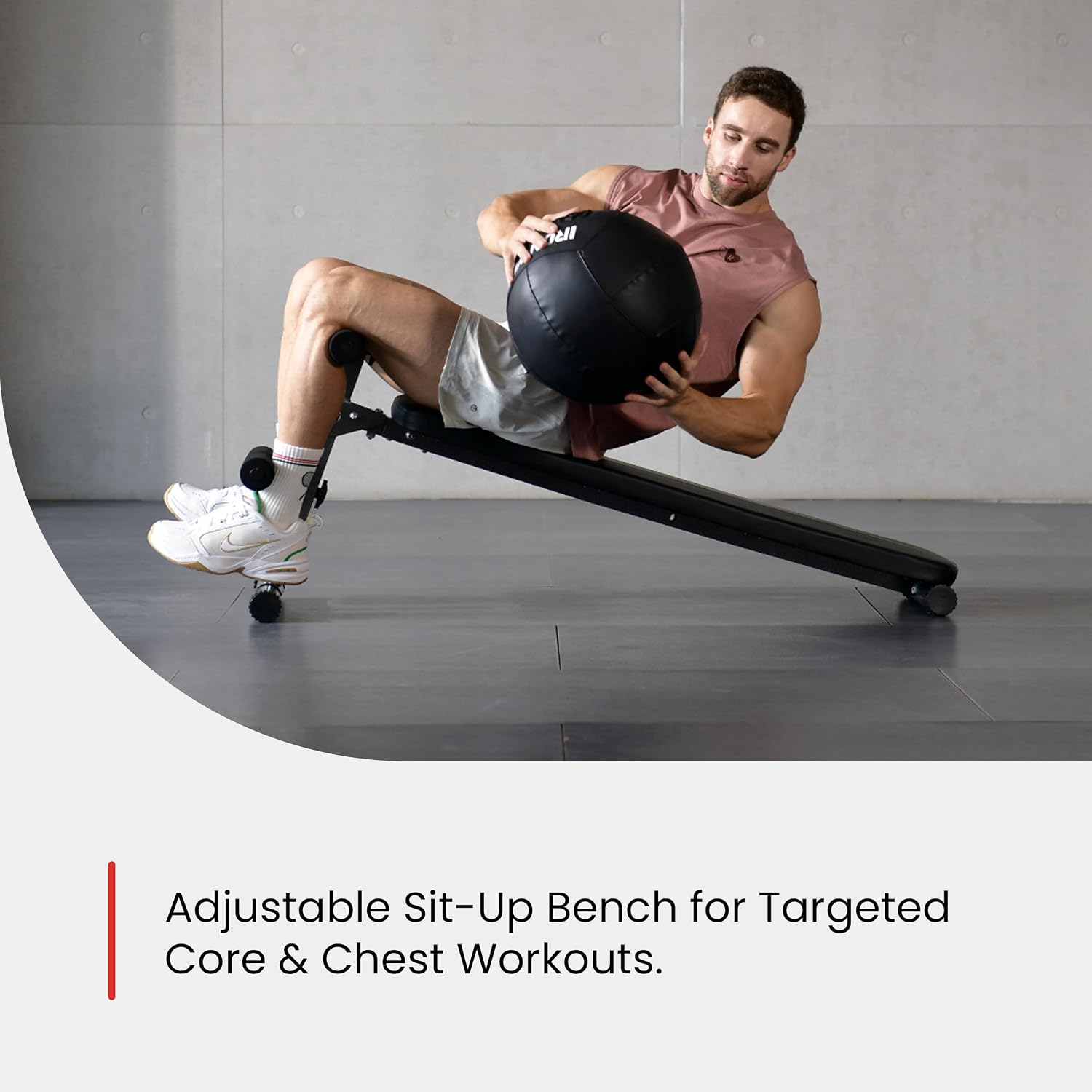Detalle de Finer Form Adjustable Sit-Up and Decline Bench, Extra-Long Backrest, 660 lb Capacity