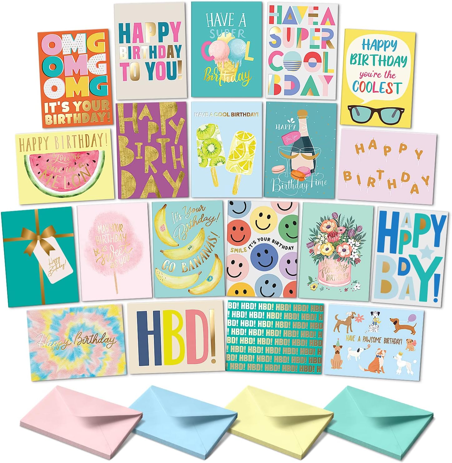 Detalle de Sweetzer & Orange 20 Assorted Birthday Cards with Envelopes and Storage Box
