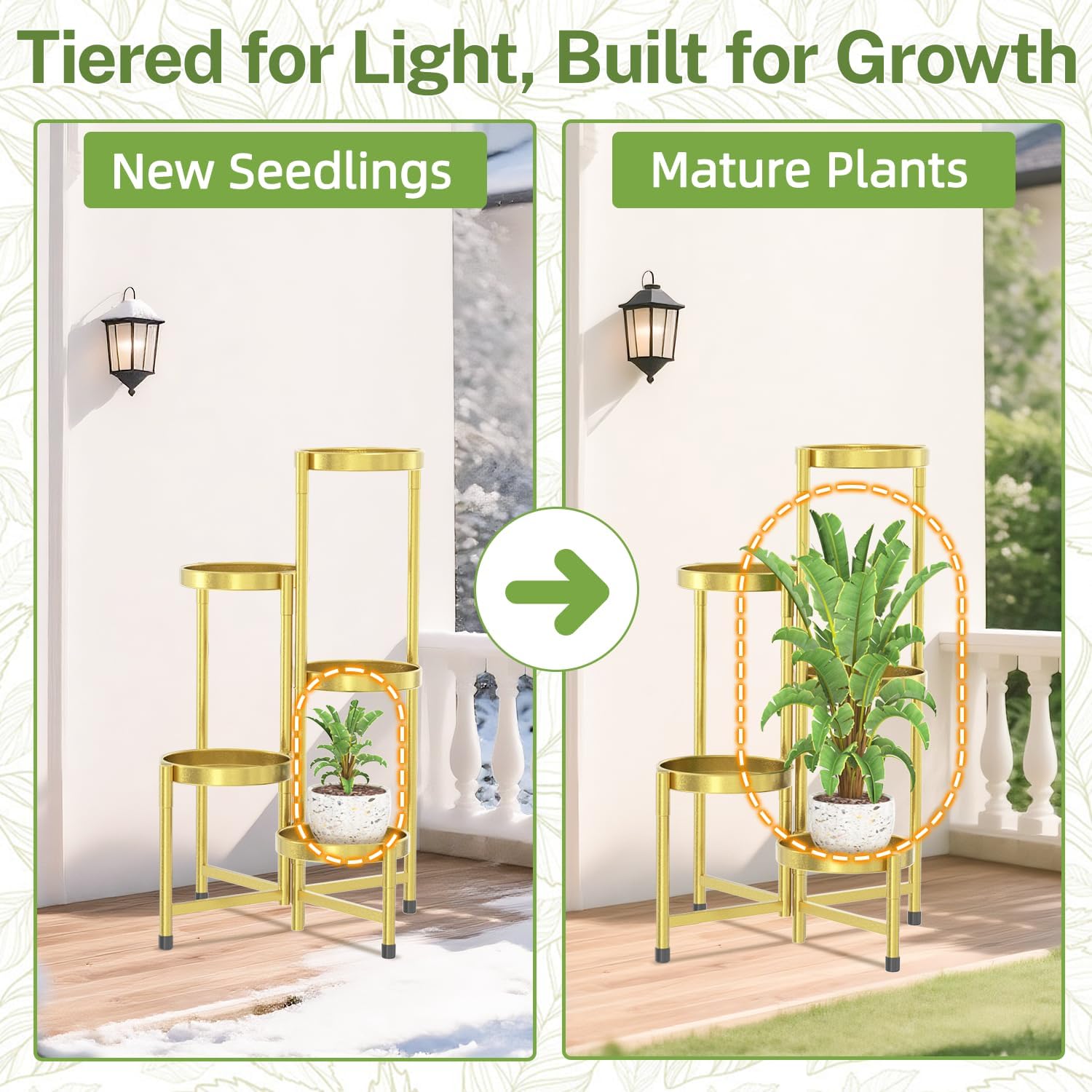 Thumbnail 6 de iDavosic.ly 5-Tier Metal Plant Stand, Gold, Folding Corner Shelf
