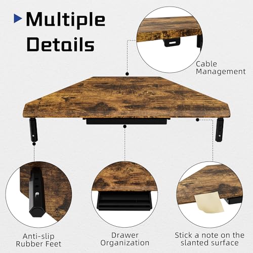 Detalle de ETHU Triangle Corner Monitor Stand Riser with Drawer in Walnut