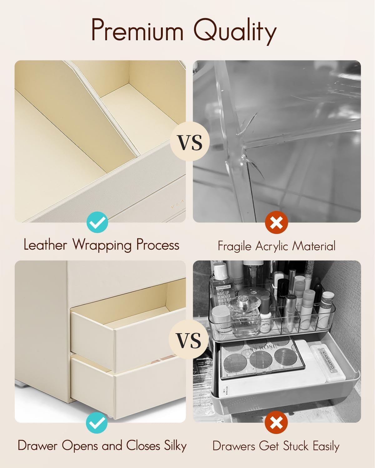Thumbnail 4 de Vlando Makeup Organiser 2-drawer cosmetic storage