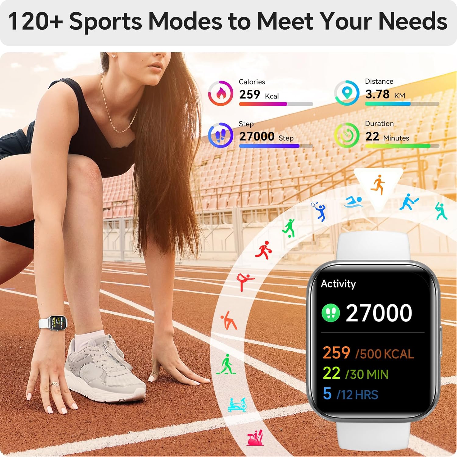Detalle de aeac Smart Watch for Women & Men with 1.85" HD Screen, Bluetooth Calling and Health Tracking