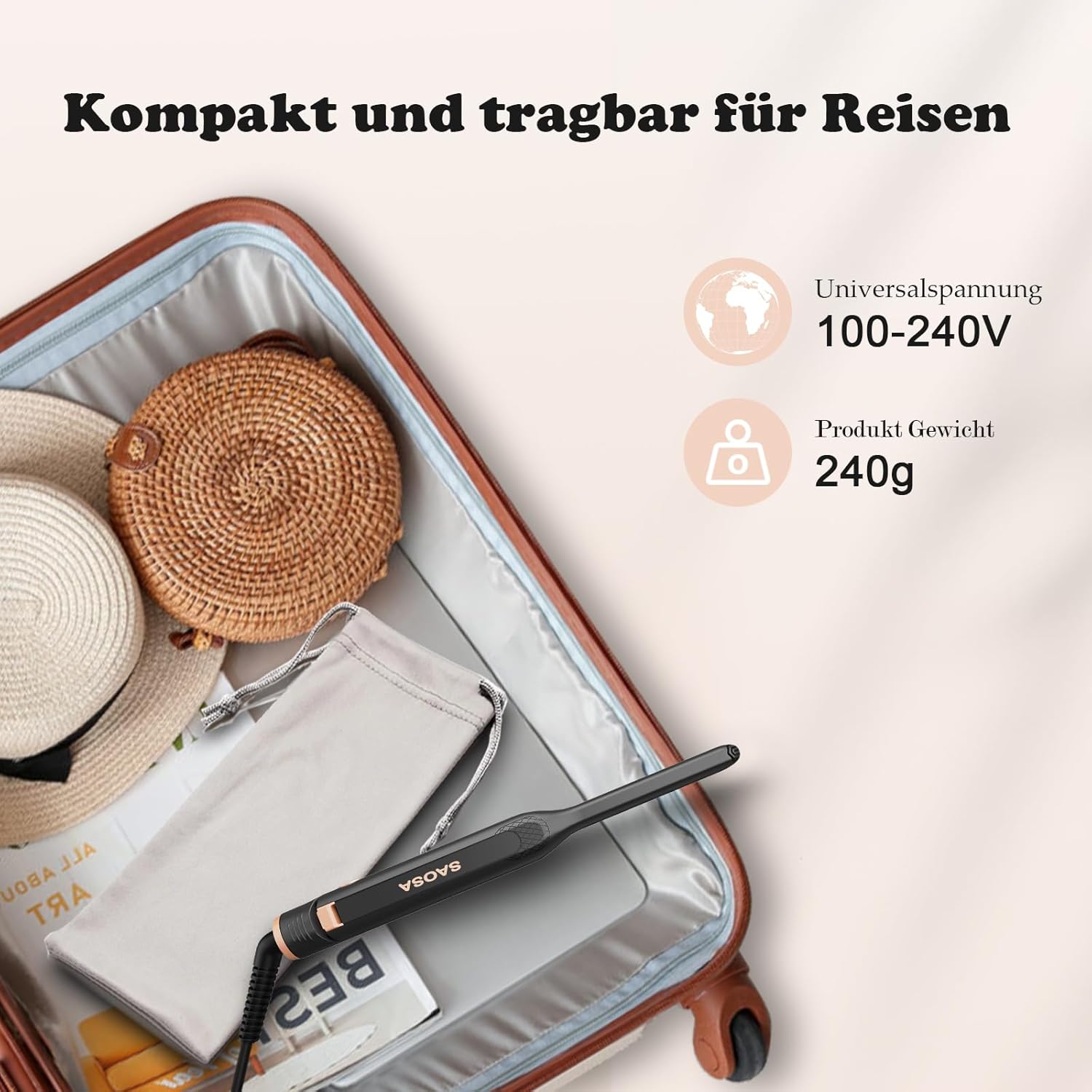 Thumbnail 6 de SAOSA Mini Glätteisen für kurze Haare (0,8 cm) mit 9 Temperaturstufen 90–220 °C – inkl. Hitzetasche & Handschuh