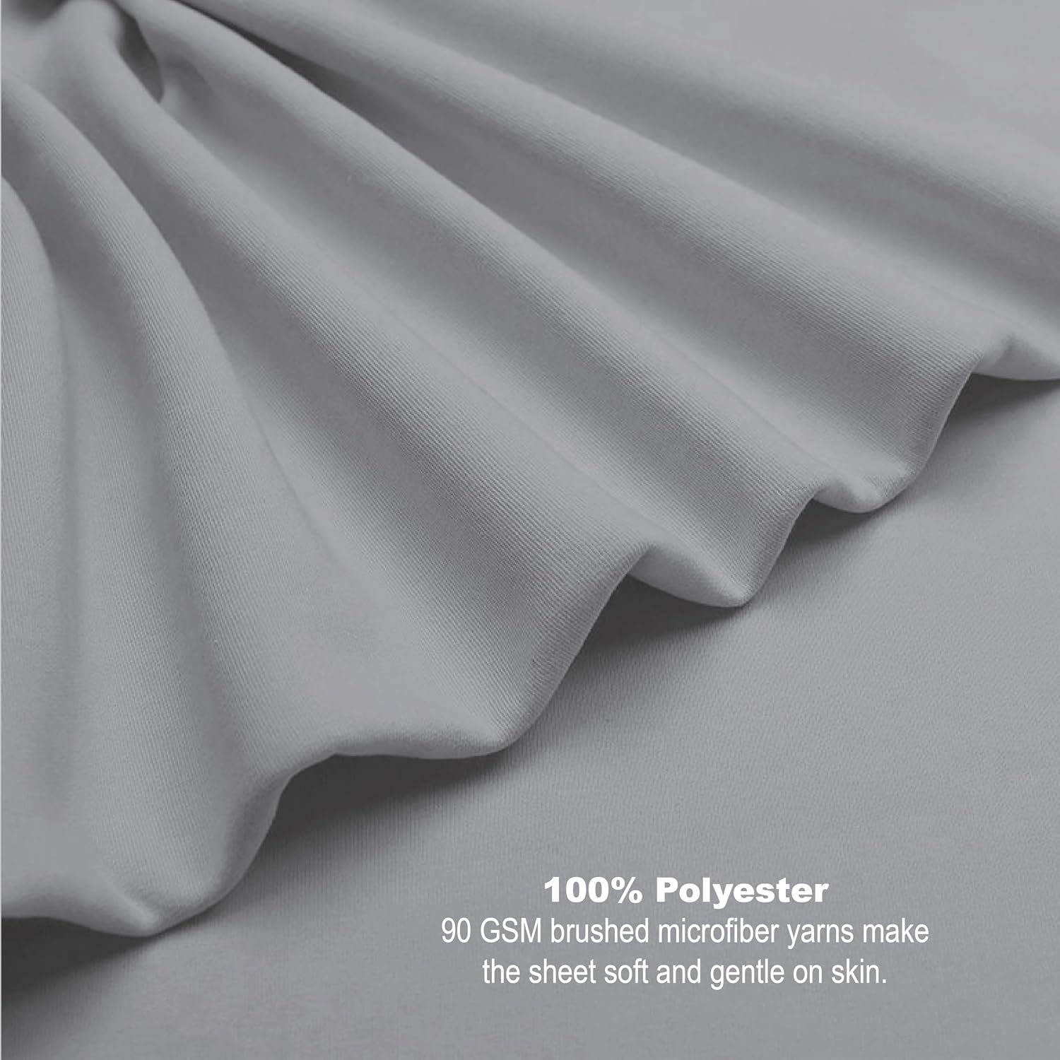 Detalle 2 de Funky Gadgets Double Fitted Sheets with Extra Deep Pocket, 16 Inch, 90 GSM Microfiber Grey (137 x 190 cm)