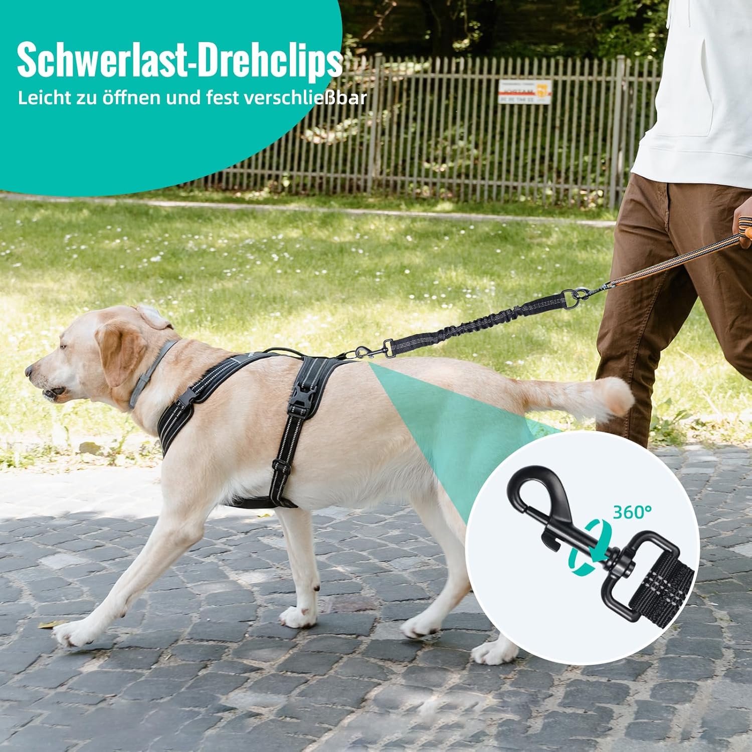 Detalle 2 de 2er-Set verwicklungsfreie elastische Hundeleine schwarz đ