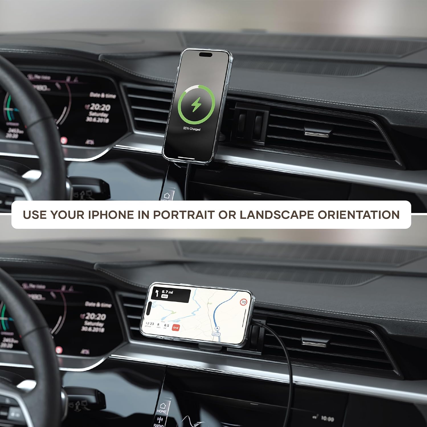 Thumbnail 4 de SATECHI Chargeur voiture sans fil Qi2 15 W avec support magnétique pour aérateurs
