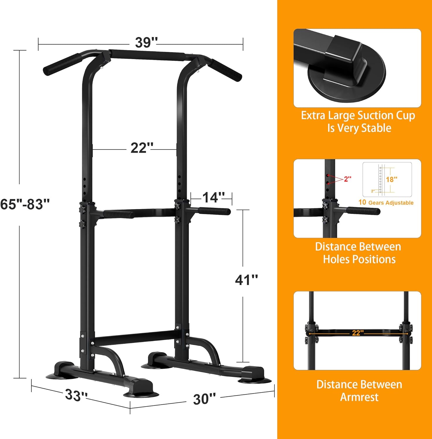 Thumbnail 6 de sogesfurniture Power Tower mit Dip Station & Dip-Barren, höhenverstellbar 165–210 cm
