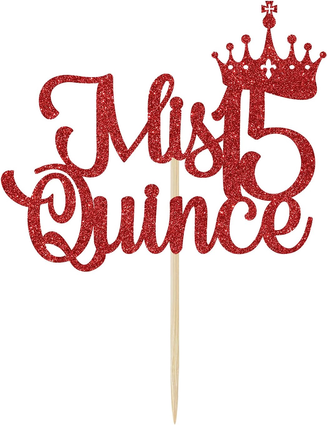 Thumbnail 3 de Mis Quince 15 Cake Topper, Red Glitter