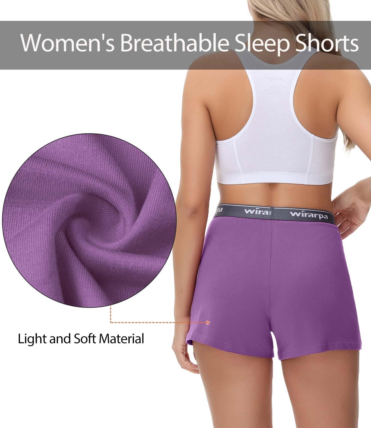 Detalle 2 de wirarpa Kurze Schlafhose Damen Baumwolle – weiche, bequeme Pyjamahose im 3er Pack
