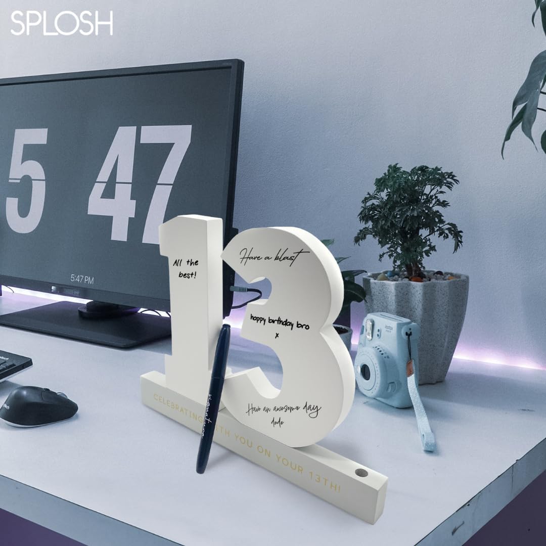 Thumbnail 4 de Splosh 13 Signature Numbers with Stand – personalised 13th birthday decoration with black pen