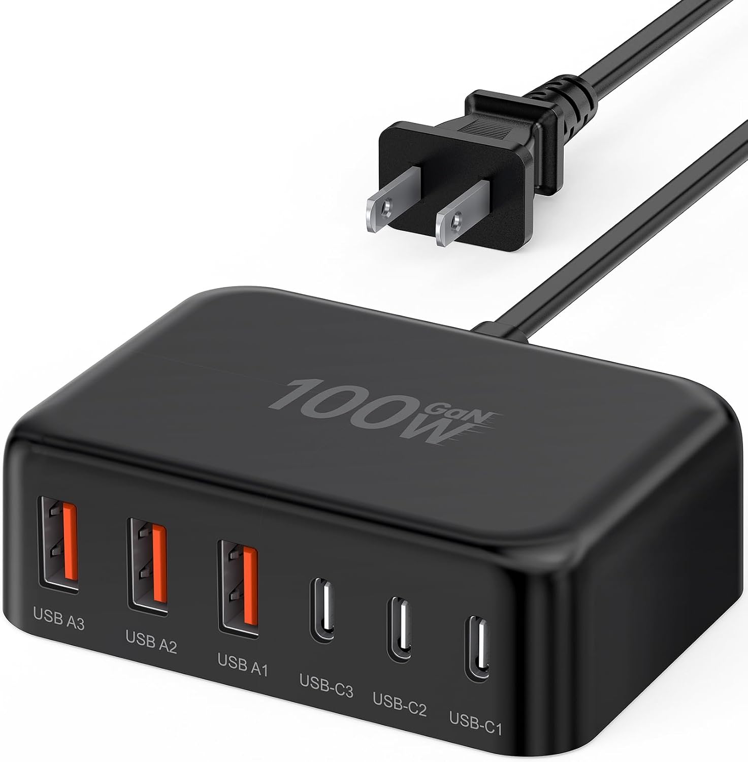 Detalle de BREEKET HNT-PC606 100W GaN 6-Port USB Charging Station, 3 USB-C & 3 USB-A