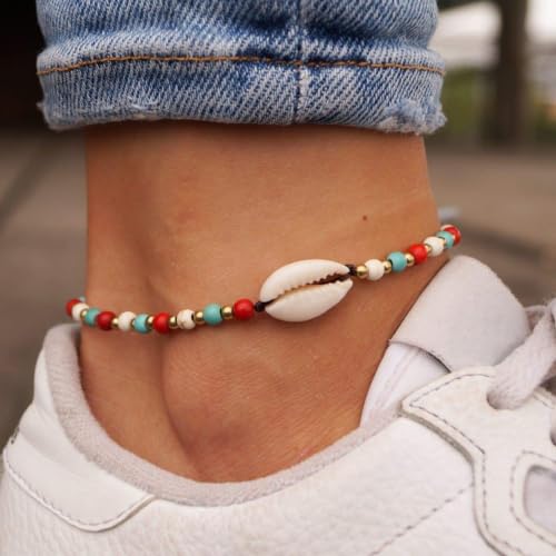 Detalle 2 de Made by Nami Surfer Fußkettchen mit Perlen – Handmade Multi Shell Fußband für Strand & Festival