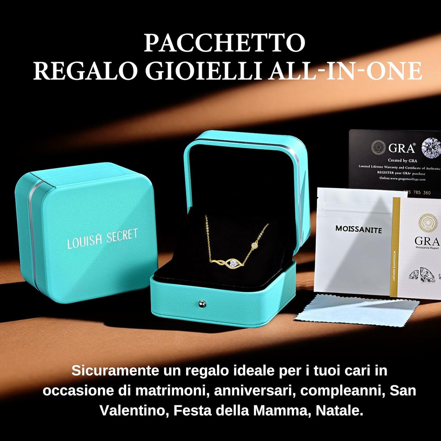 Detalle de Louisa Secret Bracciale Donna con Moissanite D-VVS1, Simbolo Infinito e Rivestimento in Oro 18K