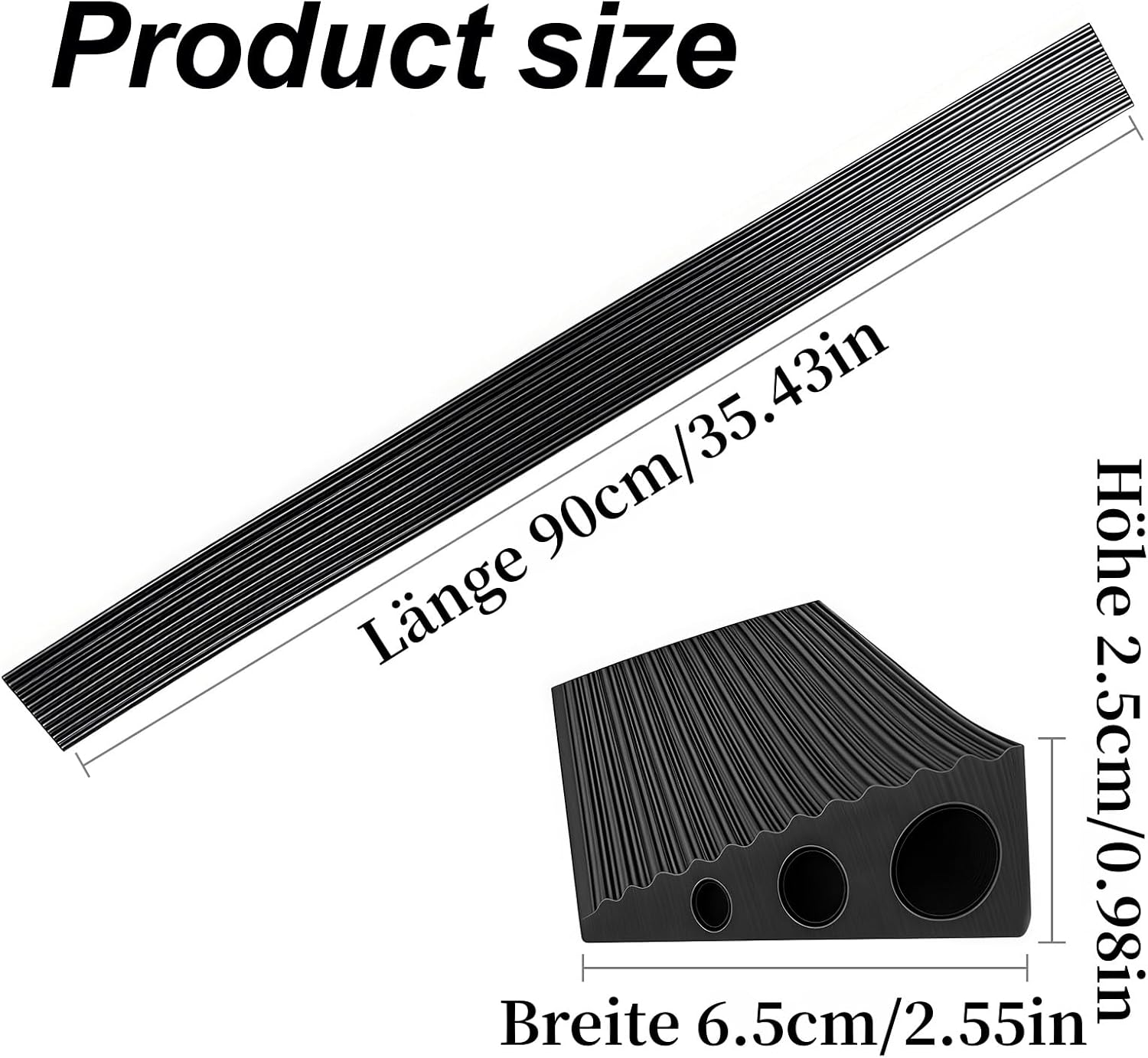 Thumbnail 1 de CUTIS Türschwellenrampe 90 x 6,5 x 2,5 cm (Schwarz) – Rampe für Saugroboter, Kinderwagen, Rollatoren und E-Scooter