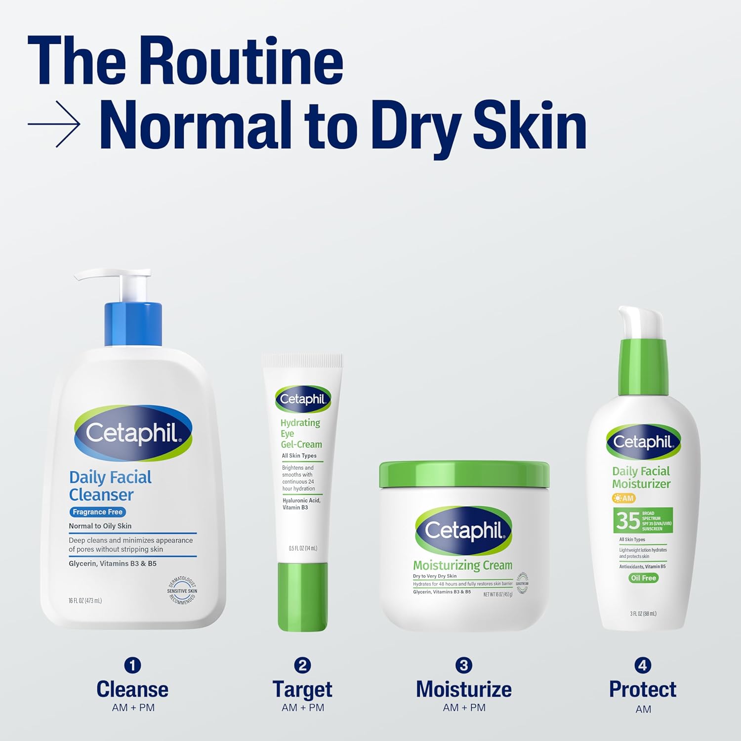 Detalle 2 de Cetaphil Face Wash Daily Facial Cleanser for Sensitive, Combination to Oily Skin (Fragrance Free) 16 oz