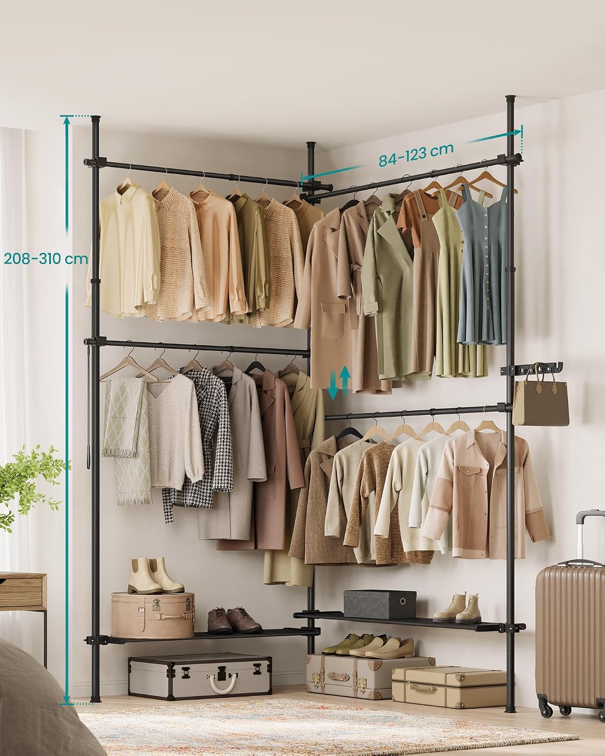 Thumbnail 2 de SONGMICS PARSON HSR154B01 Telescopic Clothes Rack, No-Drill, Adjustable, Matte Black