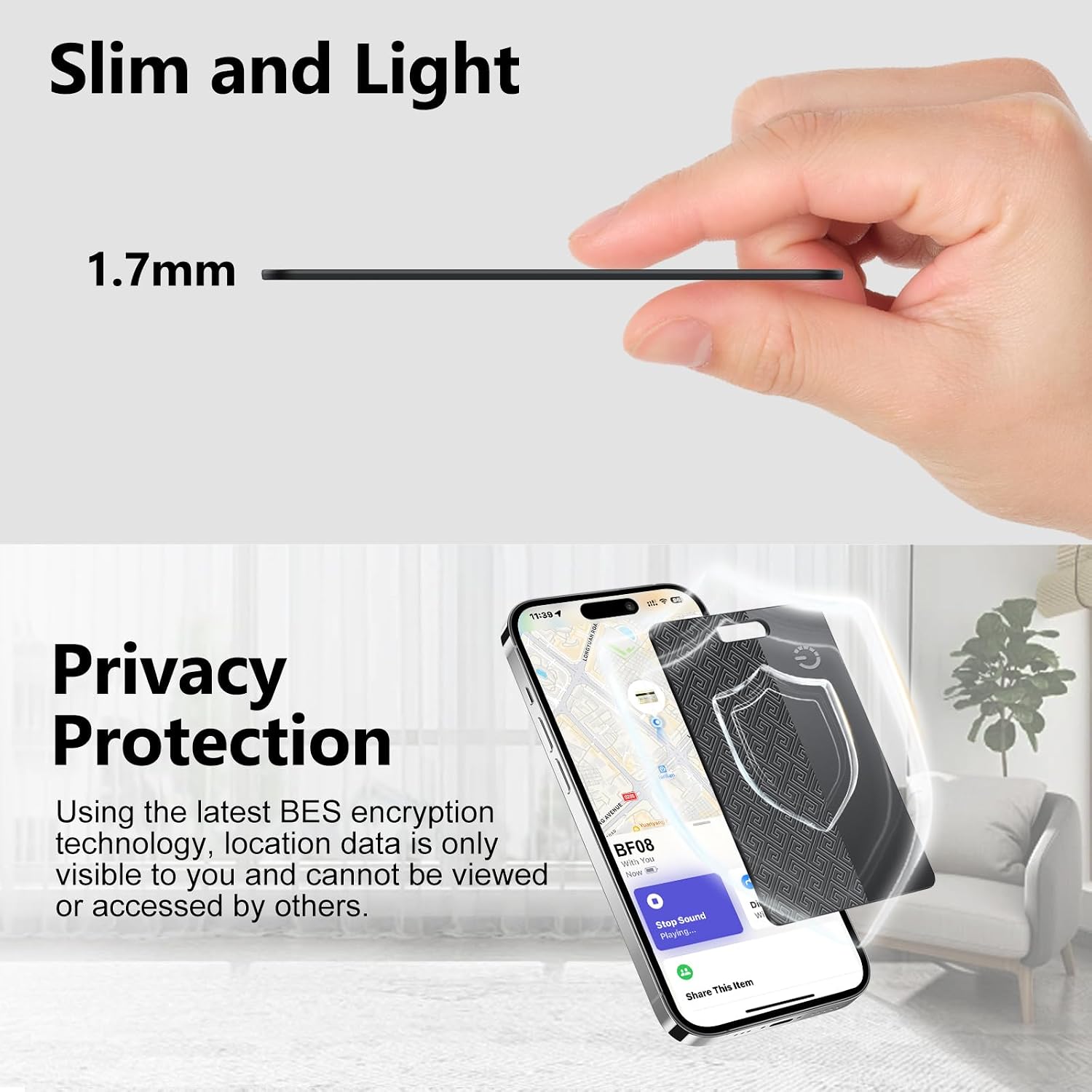 Thumbnail 6 de Jarbooer Wallet Tracker Card 2-Pack: Ultra-thin iOS Find My Tracker (IP68, Rechargeable)