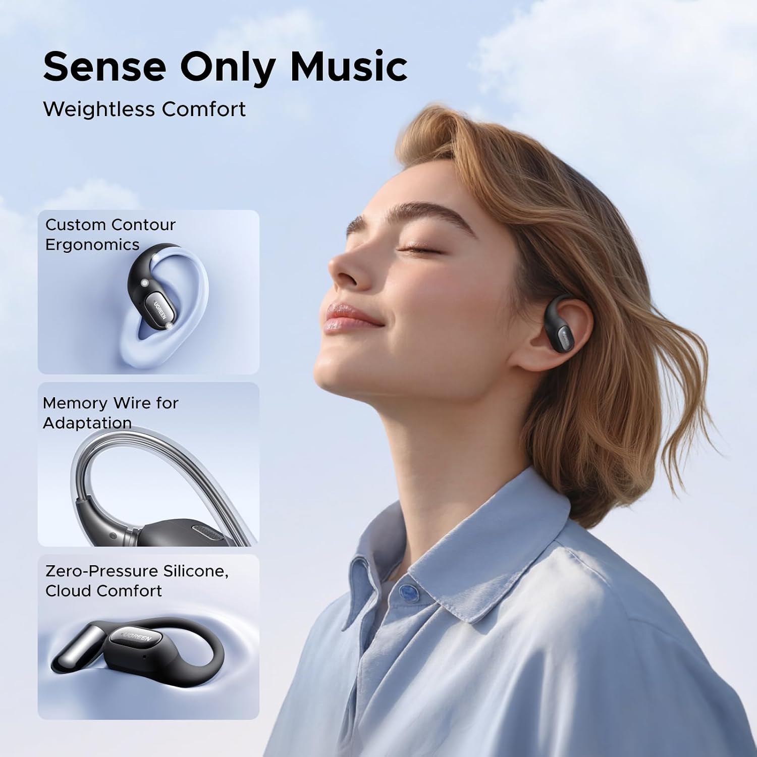 Detalle 2 de UGREEN FitBuds 2 open-ear hoofdtelefoon met Bluetooth 6.0 en IPX5