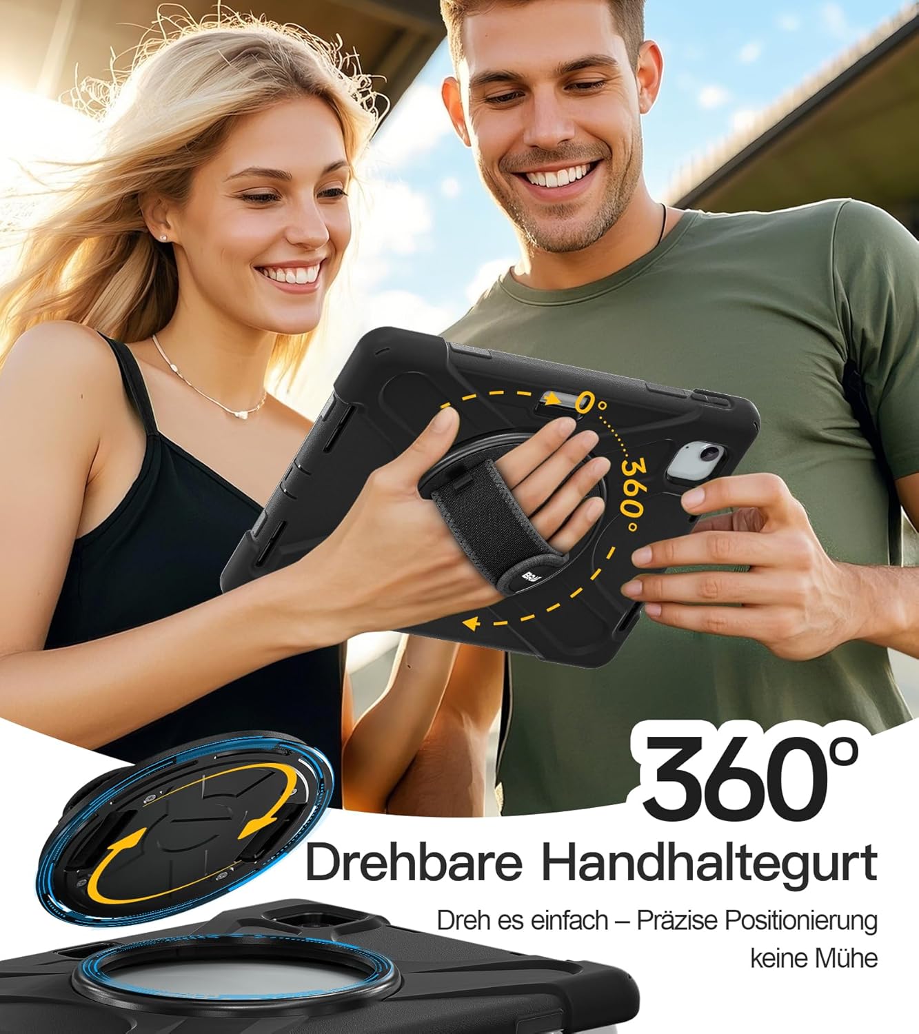 Thumbnail 2 de BRAECN Hülle für iPad Air 11 Zoll (M4/M3/M2, 2026/2025/2024) – stoßfeste Schutzhülle mit Displayschutz, 360° Ständer, Hand- und Schultergurt, Schwarz