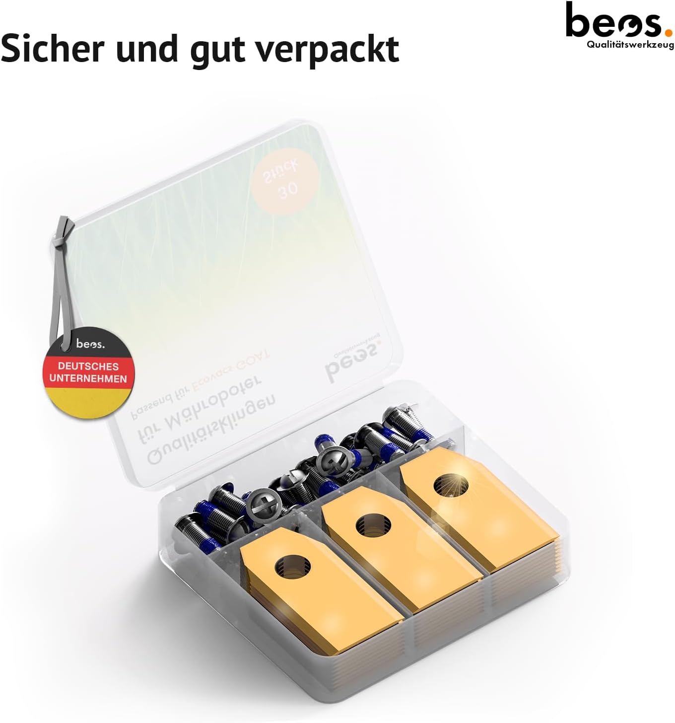 Thumbnail 6 de BEOS 30x Premium Titan Ersatzmesser & Schrauben mit Sicherung für Ecovacs Mähroboter