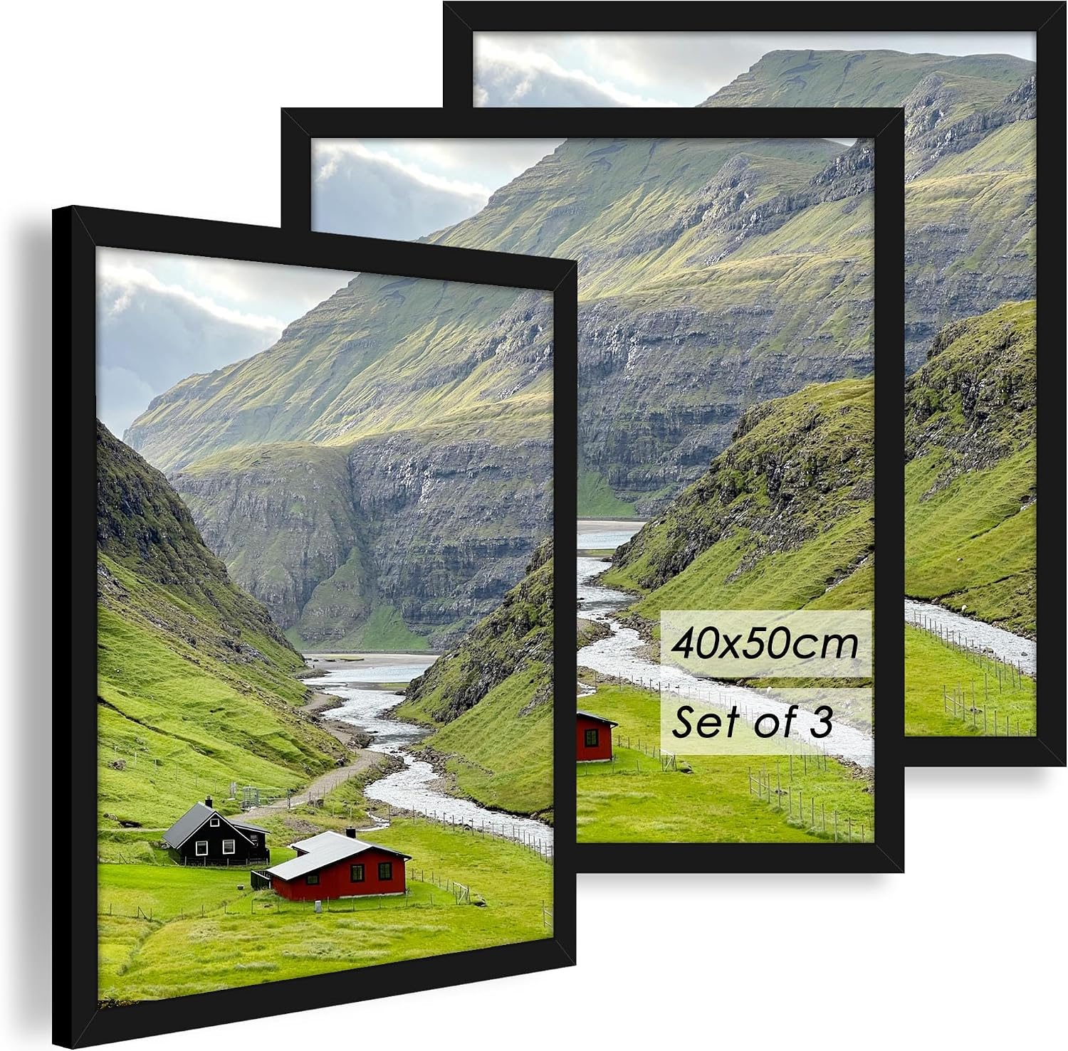 Detalle de QPQIYIY Bilderrahmen 40x50 cm 3er Set Schwarz