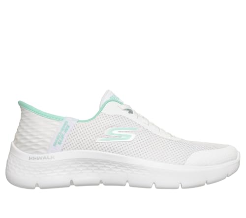 Detalle 2 de Skechers Donna Go Walk Flex Grand Entry Trainers – White Textile/Mint Trim, 37 EU