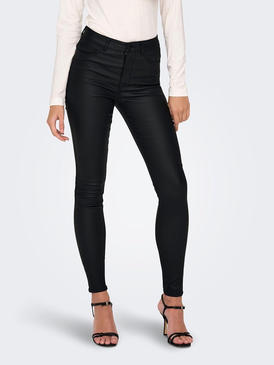 Detalle 2 de JDY JDYNEWTHUNDER skinnybroek met middelhoge taille en knoopsluiting