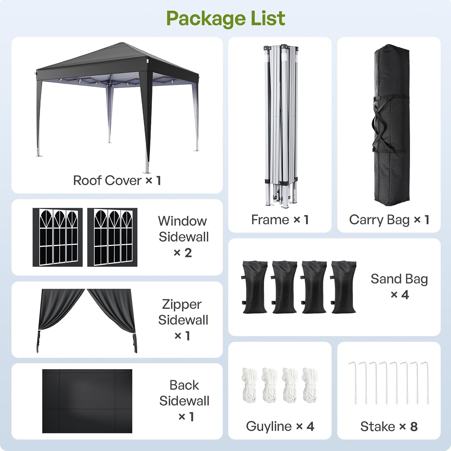 Detalle de Driftalia Gazebo with Sides 3m x 3m – Waterproof Pop Up Gazebo with 4 Sandbags and Carry Bag (Black)