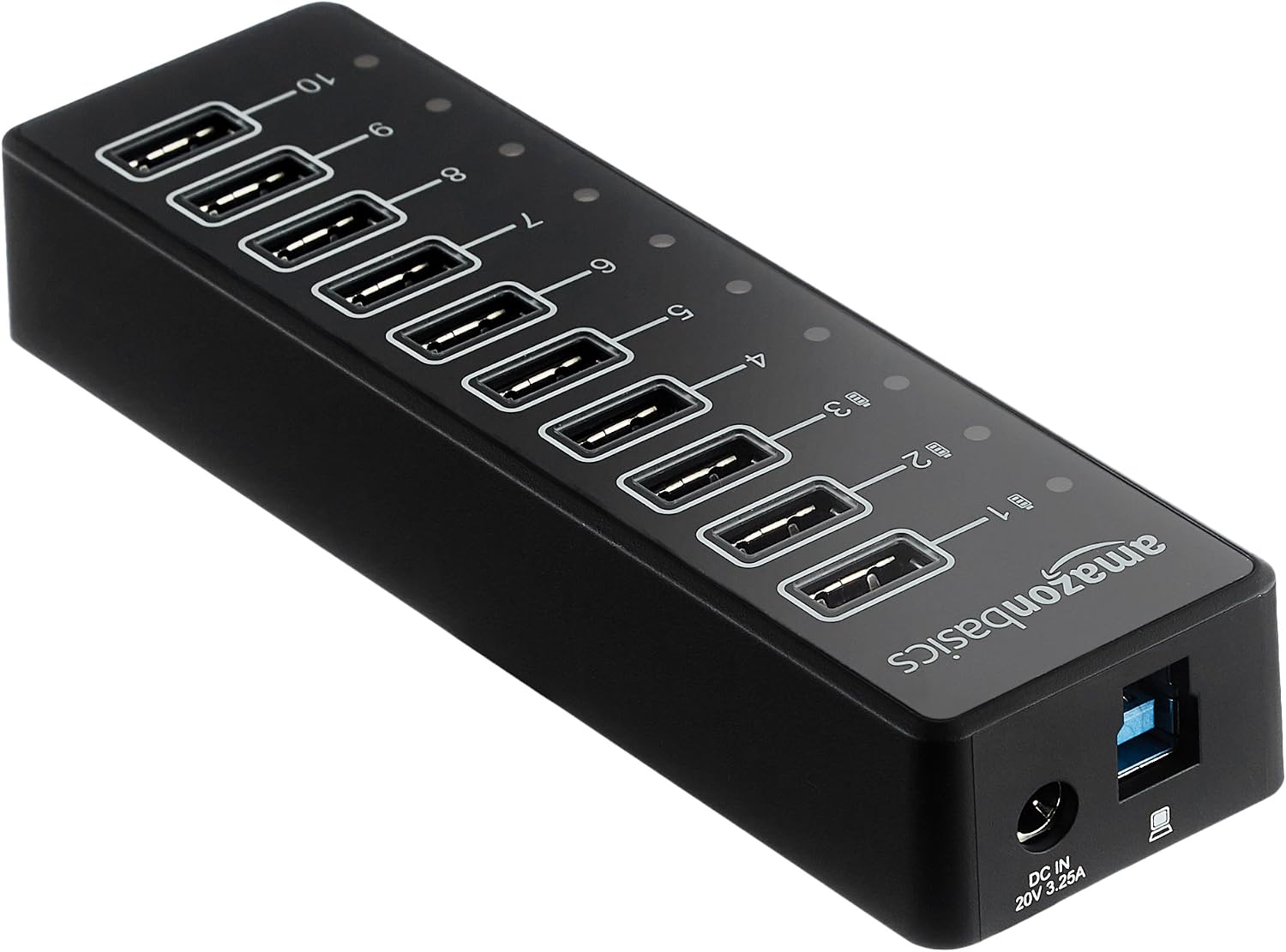 Detalle 1 de Amazon Basics koncentrator USB-A 3.1, 10 portów, zasilacz 65 W