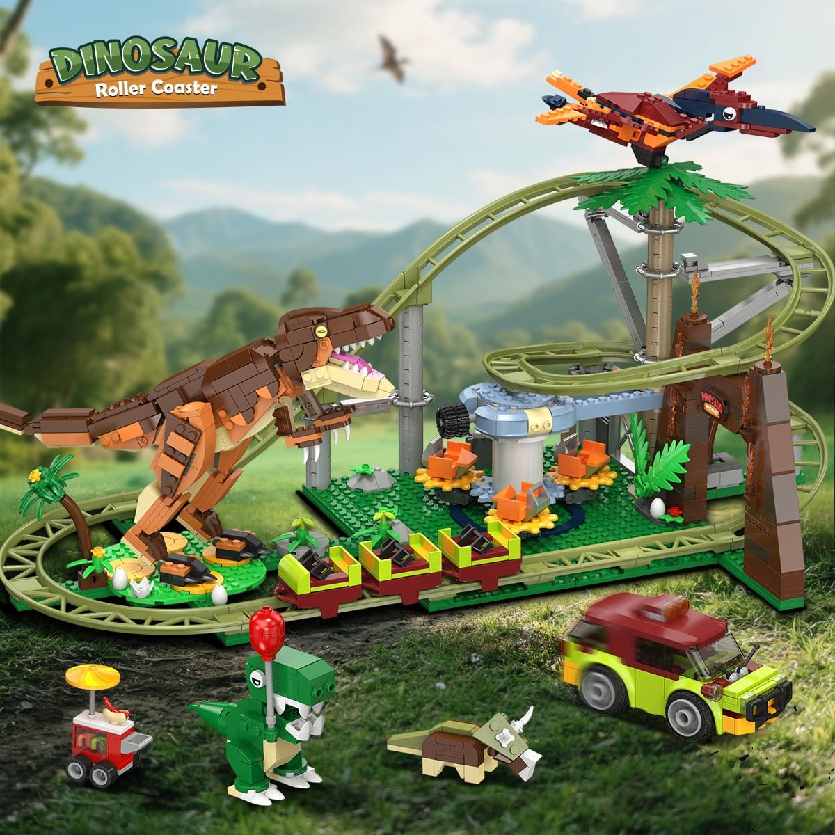 Detalle 2 de HOGOKIDS Dinosaurier Achterbahn 1222 Teile 🧩