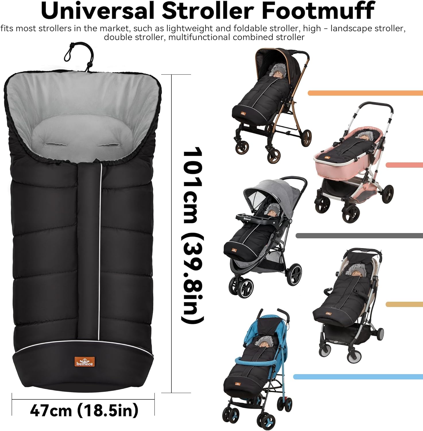 Thumbnail 1 de Bemece Footmuff Universal for Pushchair, Warm fleece