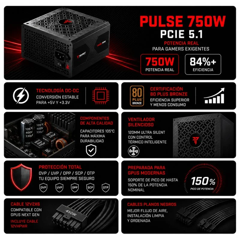 Detalle 2 de Tempest fuente de alimentación 750W