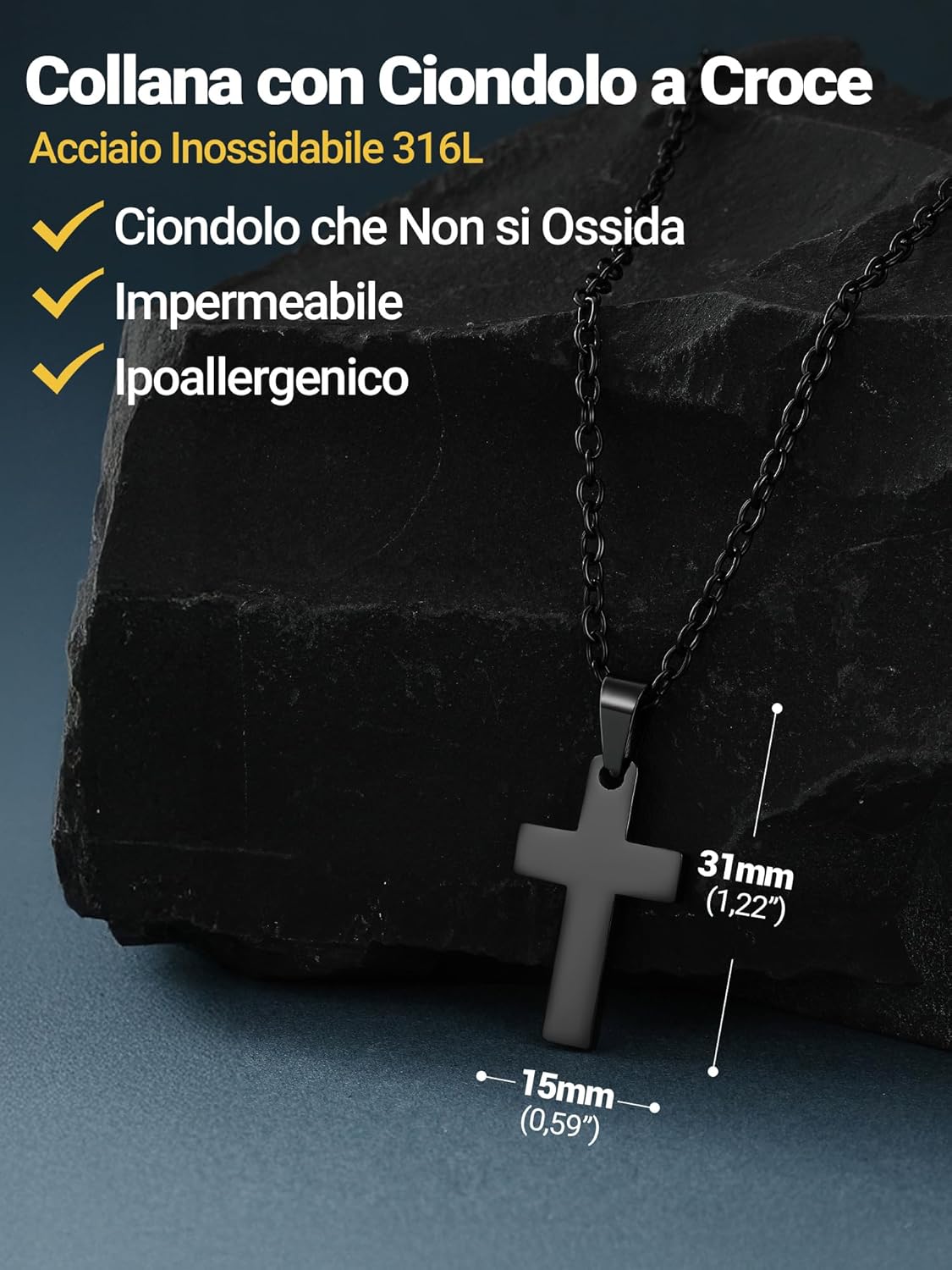 Thumbnail 5 de PROSTEEL Collana Croce Uomo in Acciaio Inox Chirurgico con Ciondolo 31/43 mm – Personalizzabile e in confezione regalo