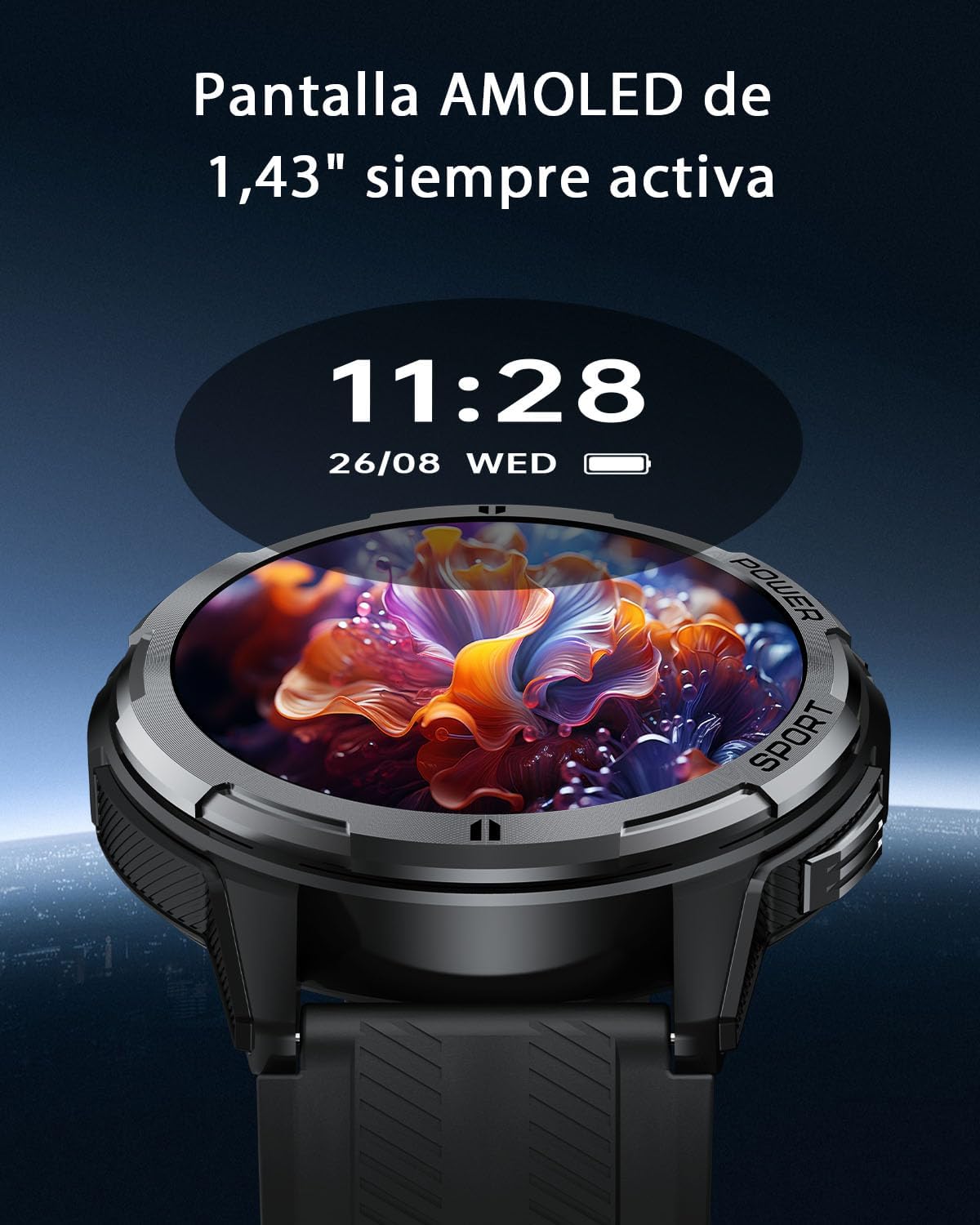 Thumbnail 2 de OUKITEL Reloj Inteligente Hombre 1.43" AMOLED ⌚️ Impermeable IP68