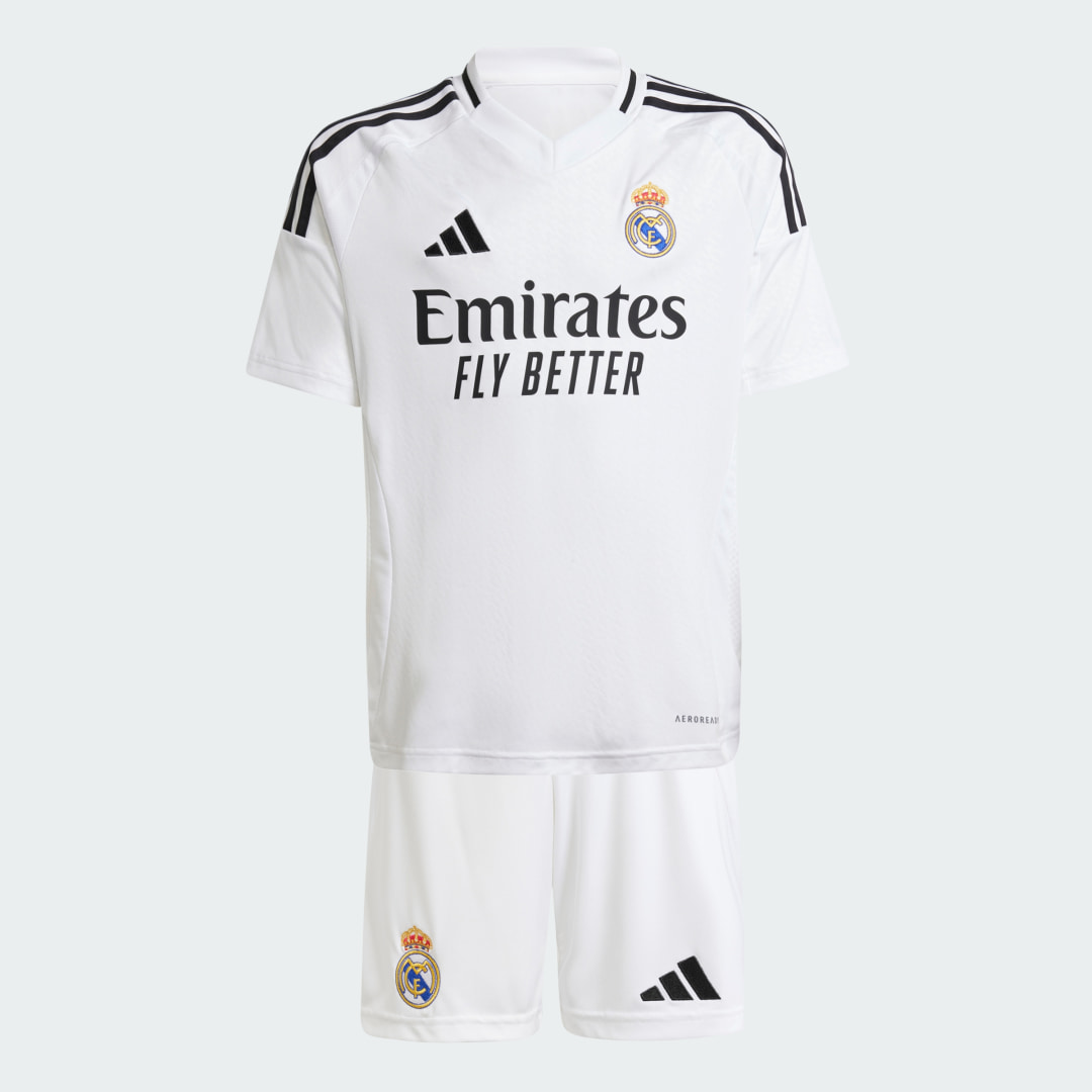 Detalle de Conjunto primera equipación Real Madrid 24/25 (Adolescentes) – Adidas, blanco