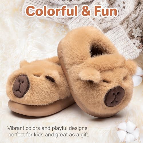 Thumbnail 6 de DRECAGE Chaussons enfant Capybara kaki, taille 31 EU, en peluche antidérapante