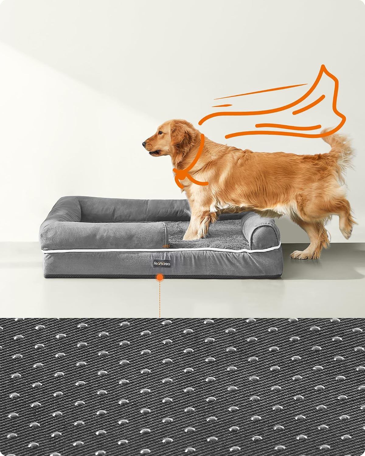 Detalle 2 de FEANDREA Blomfy Collection PGW077G02 Orthopaedic Dog Bed, Washable Cover
