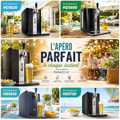 Detalle de KIT 5 Joint(s) d’Étanchéité pour PerfectDraft HD3600–HD3720 + Kit Nettoyage (3 Kits) – 1001JOINTS