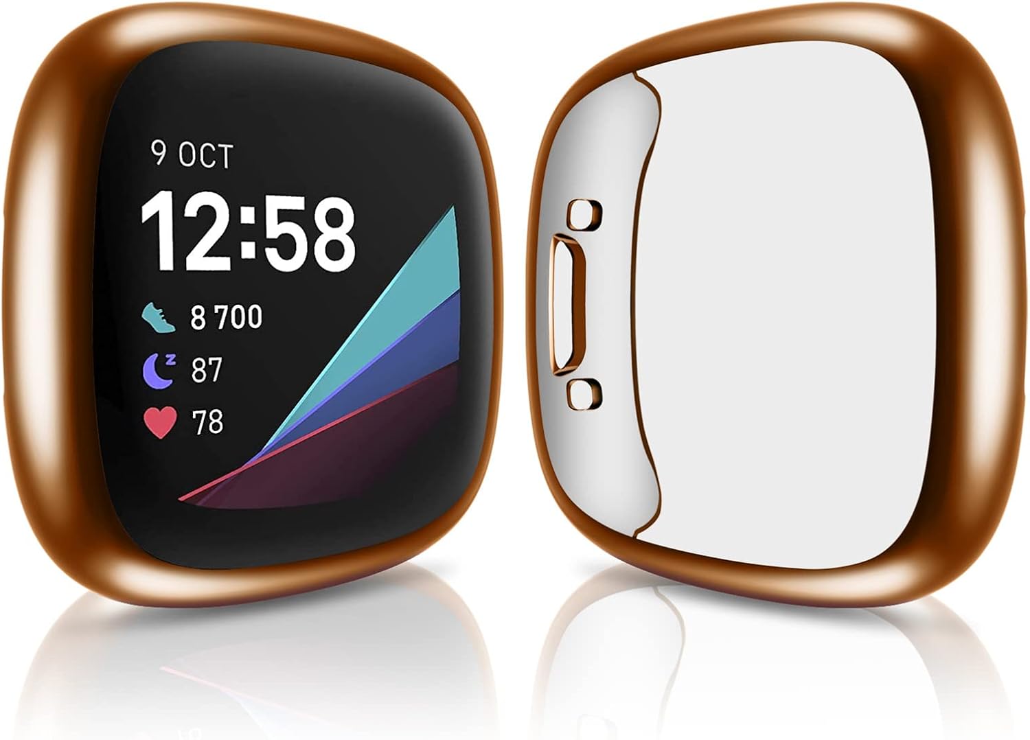 Detalle de TPU Screen Protector and Full Coverage Case for Fitbit Versa 4 (Rose Gold) – Waterproof