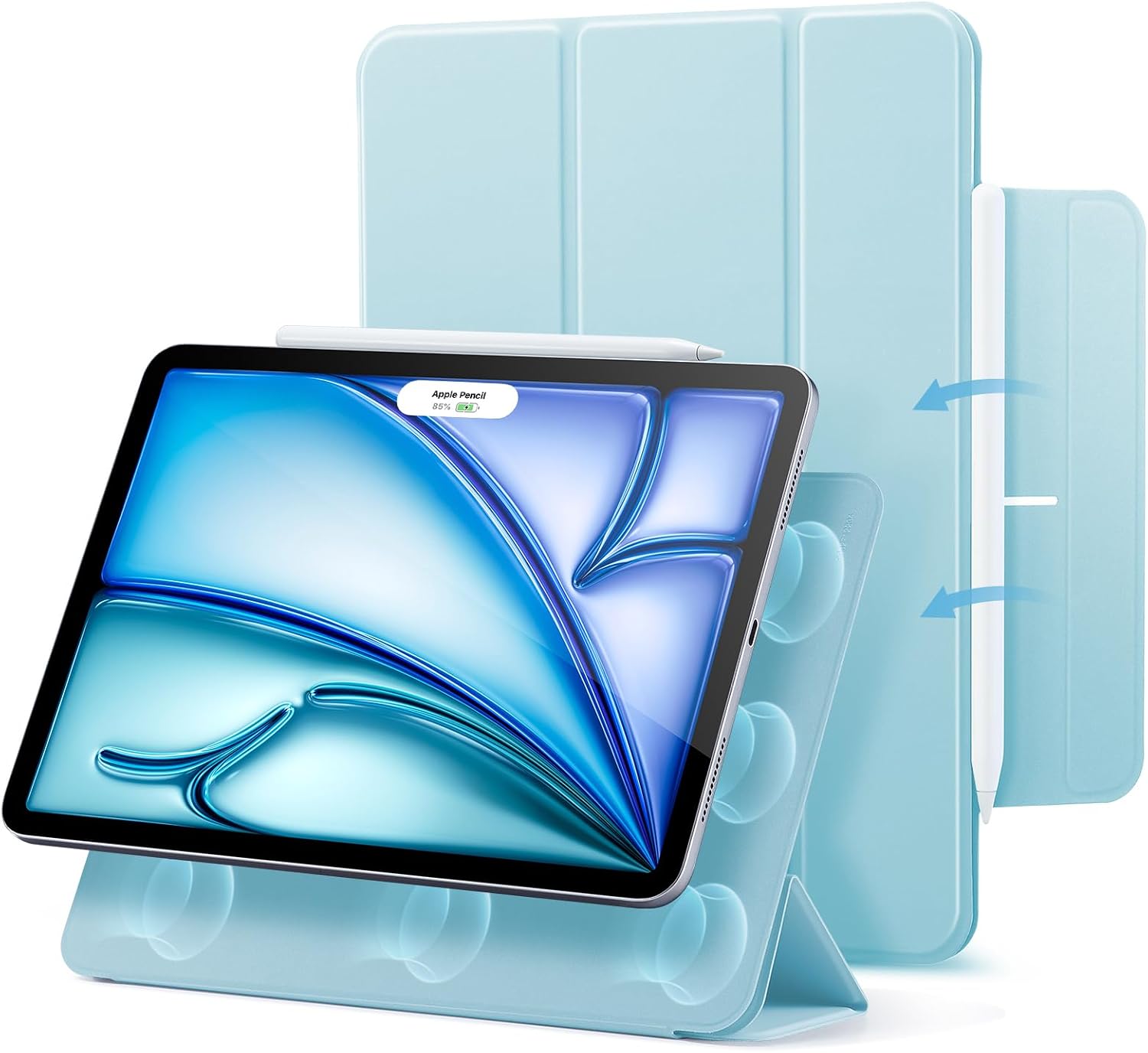 Detalle de ESR Hülle für iPad Air 11 Zoll (M4/M3/M2) – Starke Magnetbefestigung, Trifold-Ständer, helles Blau